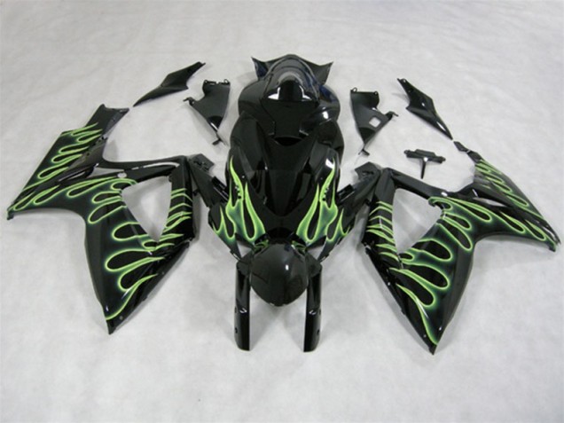 2006-2007 Noir Vert Flamme GSXR 600 Carénage Moto