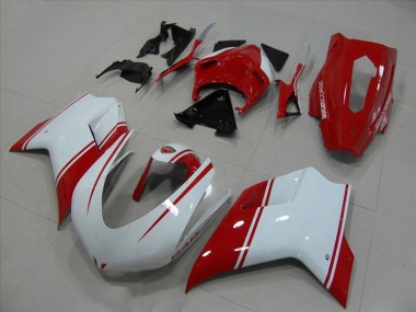 2007-2014 Blanc et Rouge Courses Version Ducati 848 1098 1198 Carénage Moto